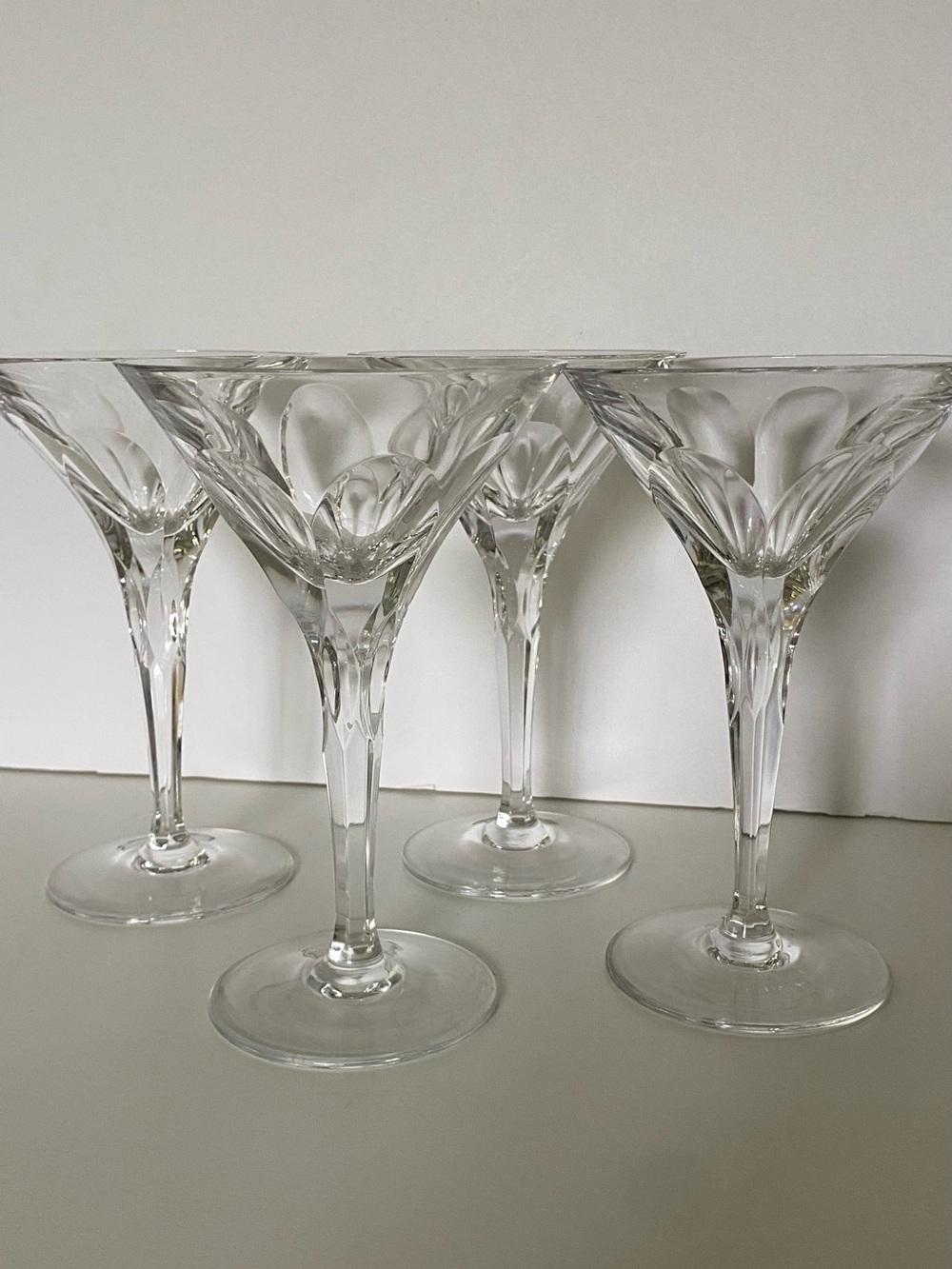 Vintage Crystal Martini Glasses Set Of 4 Heavy Duty Beautiful! 40’s EUC Wine